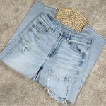 American Eagle Stretch Mom Straight Jeans Distressed Ripped Blue Size 6 Short Photo 0