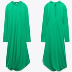 ZARA  Long Sleeve FLOWY DRAPED DRESS HIGH COLLAR Pleat Detail Asymmetric Hem NEW Photo 7