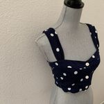 ZARA Trafaluc Collection  top Blue White Polka Dot Small Crop Top Excellent RARE Photo 1