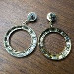 Vintage Womens Circle Hoop Stud Dangle Earrings Gold Tone Metal 70s 80s Photo 3
