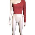 Me to We  Red One Shoulder Long Sleeve Crop Top Photo 0