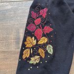 Vintage Quacker Factory Fall Autumn Sweater Embroidery Leaves Rhinestones Large Black Photo 6