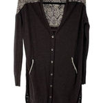 Free People Gray Taupe Embroidered Wool Blend Button Up Cardigan Photo 0