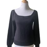 Rebecca Minkoff  Ariel Square Neck Puff Sleeve Sweatshirt in Black XS Photo 1