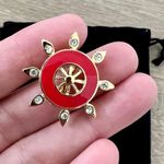 St. John Vintage  Enamel Red Wheel Brooch 1980s Photo 0