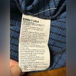 Bimba Y Lola Midi Dress Blue Black Stripe Side Rouching Flounce Bottom Size Med Photo 7