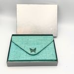 Karen Callan Designs Italian calfskin Envelope Clutch Blue Photo 4