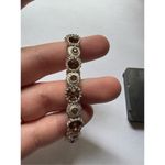 Vintage Womens Amber & Silver Heavy Floral Stretchy Slip On Bracelet Photo 5