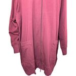 Denim & Co . Active French Terry Tunic Jacket with Ribbed Trim Dark Cherry 3Xd Photo 1