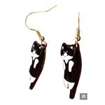Cat Earrings New Black White Kitty Lover Dangle Hooks Christmas Birthday… Photo 3