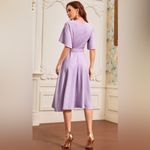 SheIn  Lavender Belted flutter sleeve Midi Dress Photo 2