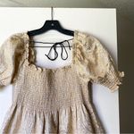 Hill House Dress Athena Nap Babydoll Smocked Mini Bridgerton Gold Brocade S GUC Photo 8