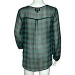 Lumiere Shirt Women Small Green Black Check‎ Print Sheer Casual Work Versatile Photo 2