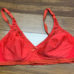Sears Vintage Red Lace Trim Full Coverage Bra Size Large Wireless Unlined Photo 0