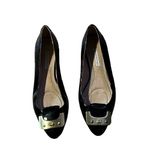 Diane Von Furstenberg Women's Black Patent Leather Ballet Flats with Metal Buckle Photo 1
