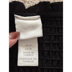 H&M  Black Smocked Puff Sleeve Square Neck Top Women's Medium Photo 2