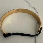 Madewell Leather Minimalist Classic Cuff Bracelet in Gold Tone Metal and Black Photo 6