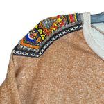 Daytrip  Tan Sweatshirt w/ Multicolor Beaded Embellished Shoulders Size Medium Photo 1