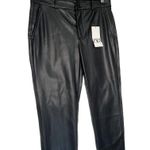 ZARA New  Womens Size Large Faux Leather Pants Slash Pockets Mid Rise Black Photo 1