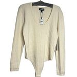 EXPRESS NWT  cableknit sweater style bodysuit cream Sz XL Photo 0