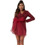Missguided  Plus‎ Size 18 Blazer Dress Mesh Bow Waist Burgundy Red Party Photo 9
