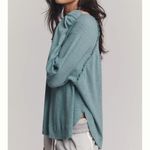 Pilcro Anthropology  Ruffled Raglan Thermal Top in Bottle Green- Size Small Photo 2