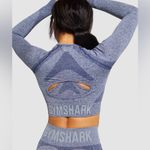 Gymshark  Crop Top Cut Out Back Size Small Athletic Thumboles Long Sleeves‎ Blue Photo 2