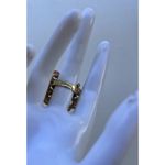 Vintage Gold Tone Coral Pink Peach Lucite Cabochon Ring stones Women’s Sz 8” Photo 9