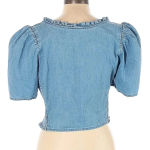 Levi's Levi’s | Light Indigo Louise Short Puff Sleeve Hey Friend Crop Top Blouse Size L Photo 3