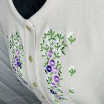 Vtg Pitlochry Cardigan Sweater Sz L 44" Button Up Knitwear Embroidered Scotland Tan Size L Photo 4