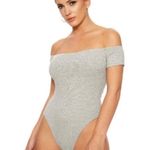 Naked Wardrobe NWOT Grey Off the Shoulder Bodysuit Photo 1