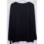 Daisy Fuentes  Black Long‎ Sleeve Ribbed Elastic Cuffs Bottom Blouse Size XL NWT Photo 1
