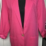Maggie Lawrence Women's Blazer Jacket 1 Button Long Sleeve Padded Shoulders Sz S Pink Photo 1