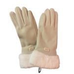 Women’s Beige Thermal Winter Gloves Faux Fur Cuff Touchscreen Compatible Photo 2