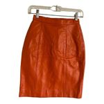 Vintage 80s La Roxx Red Leather Mini Skirt Size 4 Orange Photo 2