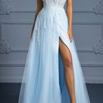 PromGirl Gorgeous Baby Blue Sequin Formal Gown Photo 2
