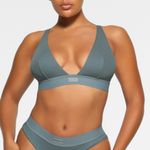 SKIMS  Ribbed bralette cotton plunge slate kyanite adjustable Photo 0