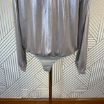 Michelle Mason  Metallic Draped Lame Thong Bodysuit Silver XS Party‎ Night Out Photo 8