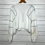 POL Marcy Half Zip Cropped Pullover Waffle Knit Sweatshirt White Size Medium Photo 2