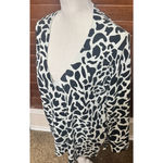 Chico's Silk Sweater Knit top Sz 1/M Black & Cream Abstract Animal Print giraffe Photo 1