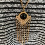 Pinc Grey & Black Tunic top size Medium with attached Necklace Photo 4