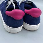 1901  Women’s size 9 blue suede shoes with pink trim. Photo 4