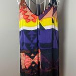 Alice + Olivia Silk Geometric Watercolor Print V-Neck Mini Dress Sz 8 Western Photo 0