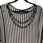 Michael Simon Black White Striped Metallic Sweater Bead Necklace Women’s Medium Photo 2