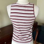 Rue 21 Lace Up Striped Crop Top White Red Gray Photo 6