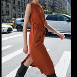 ZARA belted midi Sleeveless Orange Dress Photo 2