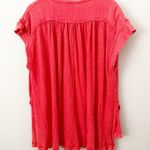 Free People | Aster High-Low Henley Orange Raw Edge Button Oversized | Small Photo 6