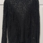 Amuse Society  Black Open-Knit V-Neck Sweater Photo 0