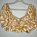 H&M Printed Off The Shoulder Puff Sleeve Sexy Milk Maid Crop Top Photo 0