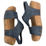 Corkys Womens Blue Metallic Cork Wedge Slingback Sandals Size 7 Ligtweight Boho Photo 5